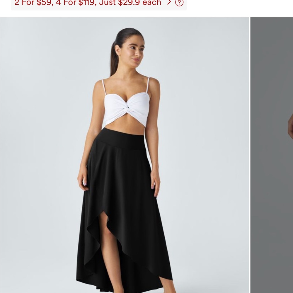 New halara breezeful high waisted high low ruffle maxi skirt size small black